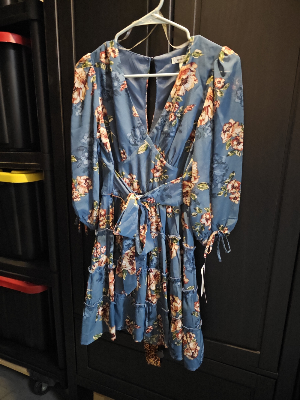 Floral Wrap Midi Dress in Blue
